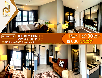 Condos for rent : DL24110322 Condo for rent, The Key Rama 3 near BTS Chong Nonsi, ready to move in, call urgently 0800343450 LineID @655ebbvc