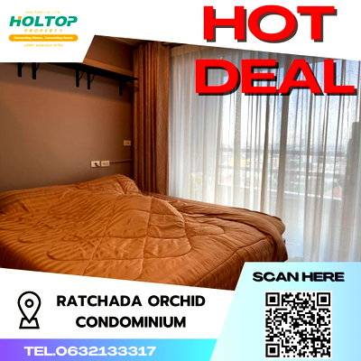 Condos for rent : #S1122 For rent Ratchada Orchid Condominium  Ratchada Orchid Condominium Room type 2 bedrooms, 1 bathroom Floor17, Size 75 sq m