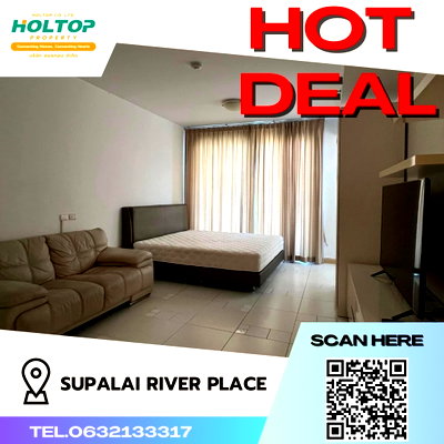 Condos for rent : #S1121 For rent Supalai River Place  Supalai River Place Studio room type 34th floor, size 39 sq m