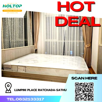 Condos for rent : #R1173 For rent Lumpini Place Ratchada-Sathu   Room type 1 bedroom 1 bathroom Room size 29 sq.m.  25th floor
