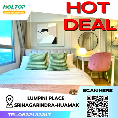 คอนโดให้เช่า : #S1203 ให้เช่า ลุมพินี เพลส ศรีนครินทร์-หัวหมาก สเตชั่น รูปแบบห้อง 1 ห้องนอน 1 ห้องน้ำ  ชั้น24 ขนาด27ตรม ตึกA