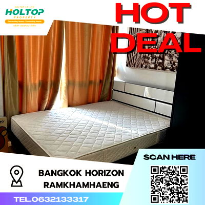 คอนโดให้เช่า : #S1212 ให้เช่า Bangkok Horizon Ramkhamhaeng  แบงค์คอก ฮอไรซอน รามคำแหง รูปแบบห้อง 1 ห้องนอน 1 ห้องน้ำ  ชั้น15 ขนาด40ตรม 