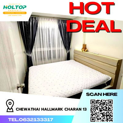 คอนโดให้เช่า : #R1318 ให้เช่า Chewathai Hallmark Charan 13   ชีวาทัย ฮอลล์มาร์ค จรัญ 13 รูปแบบห้อง 1 ห้องนอน 1 ห้องน้ำ  ขนาดห้อง 30 ตรม. ชั้น 6