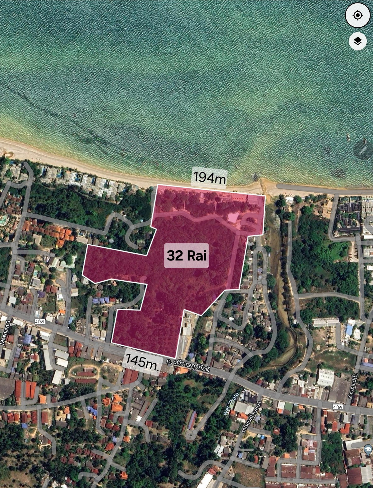 Land for sale 27-2-65 rai, Thawi Rat Phakdi Road, Mae Nam Subdistrict, Koh Samui District, Surat Thani Province