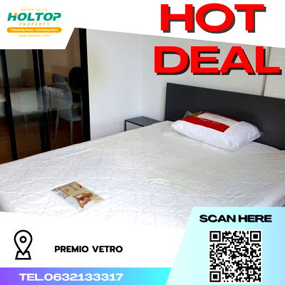 คอนโดให้เช่า : #R1510 ให้เช่า Premio Vetro  พรีมิโอ วีโทร เกษตร รูปแบบห้อง 1 ห้องนอน 1 ห้องน้ำ  ขนาดห้อง 35 ตรม. ชั้น 12