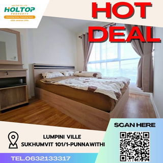 รูปภาพ #S1527 For rent Lumpini Ville Sukhumvit 101/1-Punnawithi Room type 1 bedroom 1 bathroom 1 multipurpose room 3rd floor, size 34 sq m, Building A
