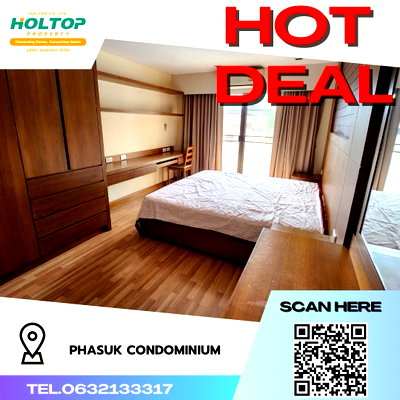 คอนโดให้เช่า : #R1551 ให้เช่า Phasuk Condominium  ผาสุข คอนโด (พญาไท) รูปแบบห้อง 1 ห้องนอน 2 ห้องน้ำ 1 ห้องอเนกประสงค์ ขนาดห้อง 63 ตรม.