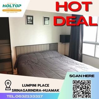 รูปภาพ #S1552 ให้เช่า Lumpini Place Srinagarindra - Hua Mak Station ลุมพินี เพลส ศรีนครินทร์-หัวหมาก รูปแบบห้อง 1 ห้องนอน 1 ห้องน้ำ ชั้น20 ขนาด32.5ตรม ตึกB