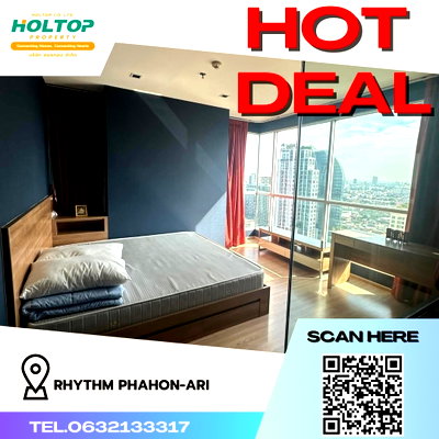 Condos for rent :  #R1578 For rent RHYTHM Phahon-Ari   Room type 2 bedrooms, 2 bathrooms  Room size 67 sq m. 26th floor