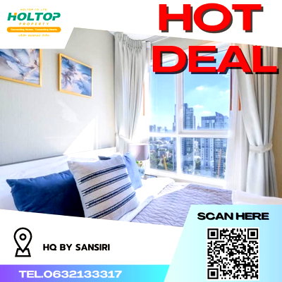 Condos for rent :  #R1604 For rent HQ by Sansiri  HQ by Sansiri Thonglor Room type 2 bedrooms, 2 bathrooms Room size 75 sq.m. 30th floor