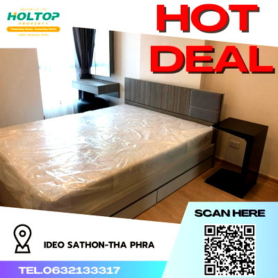 Condos for rent : #R1594 For rent Ideo Sathon-Tha Phra   Room type 1 bedroom 1 bathroom  Room size 30 sq m. 30th floor