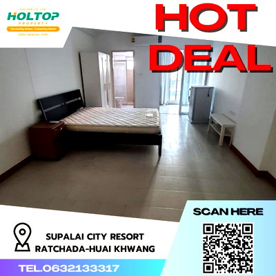 คอนโดให้เช่า : #R1627 ให้เช่า Supalai City Resort Ratchada-Huai Khwang   ศุภาลัย ซิตี้ รีสอร์ท รัชดา-ห้วยขวาง รูปแบบห้อง สตูดิโอ ขนาดห้อง 31 ตรม. ชั้น 4 