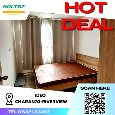Condos for rent : #S1615 For rent Ideo Charan 70 - Riverview  Ideo Charan 70-Riverview Room type 1 bedroom 1 bathroom 11th floor, size 31.15 sq m