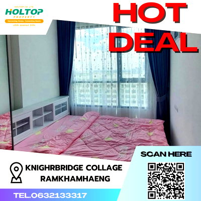 Condos for rent : #S1626 For rent KnightsBridge Collage - Ramkhamhaeng  KnightsBridge Collage Ramkhamhaeng Room type 1 bedroom 1 bathroom 21st floor, size 26.71 sq m