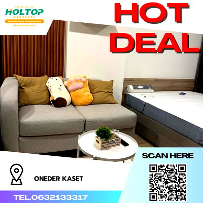 Condos for rent : #R1672 For rent Oneder kaset  Room type 1 bedroom 1 bathroom Room size 25 sq m. 7th floor, Building A