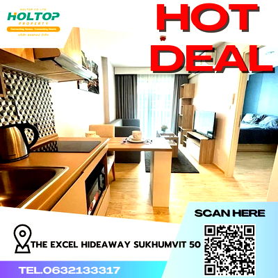 Condos for rent : #R1680 For rent The Excel Hideaway Sukhumvit 50  Room type 1 bedroom 1 bathroom Room size 30 sq m. 5th floor, Building B