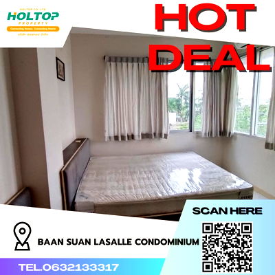 คอนโดให้เช่า : #R1674 ให้เช่า Baan Suan LaSalle Condominium   บ้านสวนลาซาล คอนโดมิเนียม รูปแบบห้อง 2 ห้องนอน 1 ห้องน้ำ  ขนาดห้อง 60 ตรม. ชั้น 4 ตึก 11 