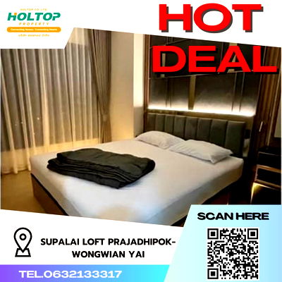 Condos for rent : #R1679 For rent Supalai Loft Prajadhipok-Wongwian Yai  Room type 2 bedrooms 1 bathroom Room size 55 sq m