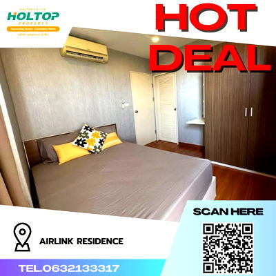 Condos for rent King Mongkut Institute of Technology Ladkrabang : #R1708 For rent Airlink Residence  Room type 2 bedrooms, 1 bathroom Room size 40 sq m. 5th floor
