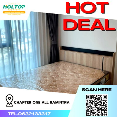 Condos for rent : #R1714 For rent Chapter One All Ramintra   Room type 1 bedroom 1 bathroom  Room size 35.57 sq m. 6th floor