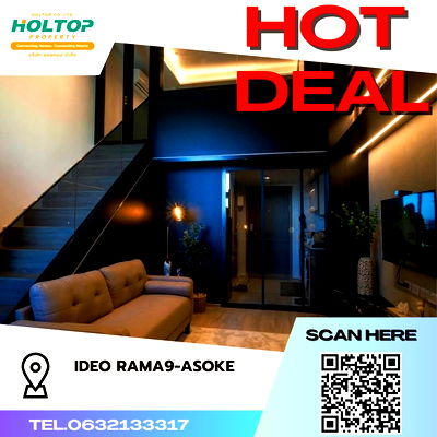 Condos for rent : #S1727 For rent IDEO Rama 9 - Asoke  IDEO Rama 9 - Asoke Duplex room type 1 bedroom 1 bathroom 33rd floor, size 37 sq m