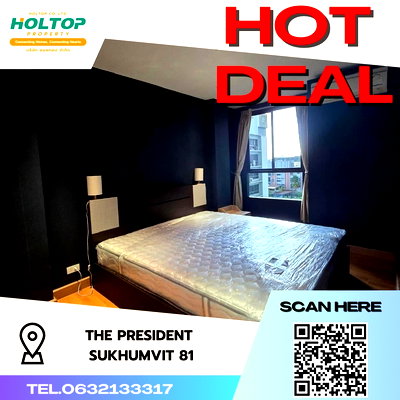 Condos for rent : #S1732 For rent The President Condo Sukhumvit 81  The President Sukhumvit 81 Room type 1 bedroom 1 bathroom 7th floor, size 34.5 sq m