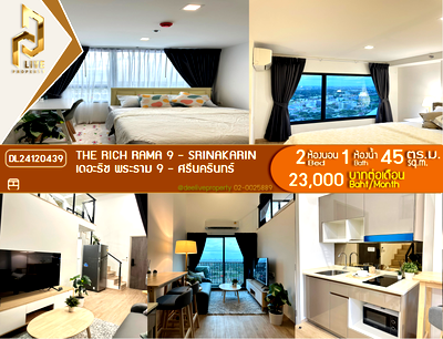 Condos for rent : DL24120439 Condo for rent, The Rich Rama 9 - Srinakarin near AIRPORT RAIL LINK หัวหมาก, ready to move in, call urgently 0656133286 LineID @534wlwof