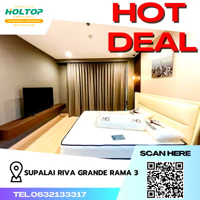 Condos for rent : #S1757 For rent Supalai Riva Grande Rama 3 Room type 2 bedrooms, 3 bathrooms, 1 office 16th floor, size 156.45 sq m, Building A