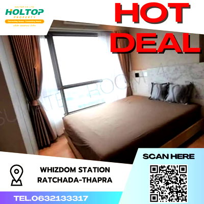 Condos for rent : #S1767 For rent Whizdom Station Ratchada-ThaPra  Wisdom Station Ratchada-ThaPra Room type 1 bedroom 1 bathroom 27th floor, size 28.02 sq m
