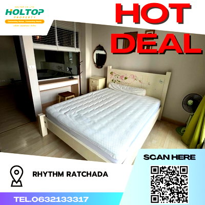 Condos for rent :  #S1751 For rent RHYTHM Ratchada  Rhythm Ratchada Room type 1 bedroom 1 bathroom 24th floor, size 37 sq m