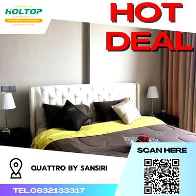 Condos for rent : #S1761 For rent Quattro by Sansiri   Quattro by Sansiri  Room type 1 bedroom 1 bathroom  27th floor, size 55 sq m, Building A  Room number 134/225 