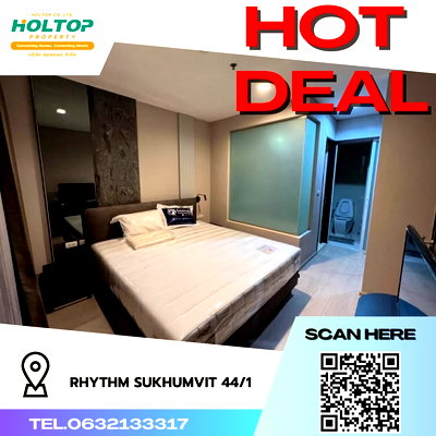 Condos for rent : #R1759 For rent RHYTHM Sukhumvit 44/1  Room type 1 bedroom 1 bathroom Room size 45 sq m. 5th floor, garden view