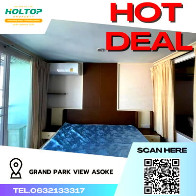 Condos for rent : #R1758 For rent Grand Park View Asoke  Room type 1 bedroom 1 bathroom Room size 35 sq m. 29th floor