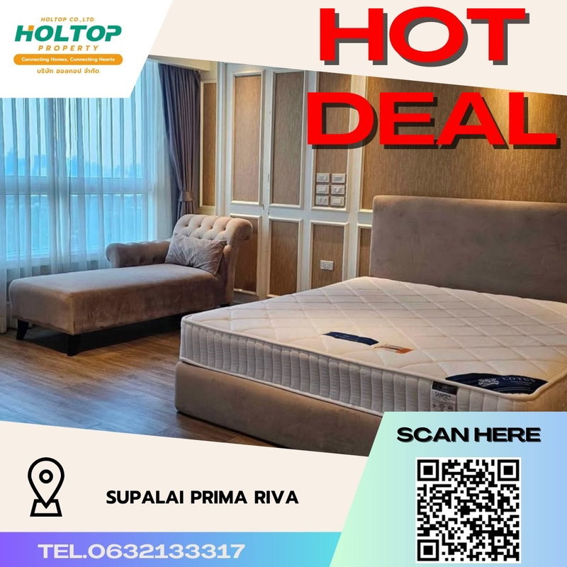 คอนโดให้เช่า : #R1762 ให้เช่า Supalai Prima Riva   ศุภาลัย พรีมา ริวา รูปแบบห้อง สตูดิโอ ขนาดห้อง 65 ตรม. ชั้น 34