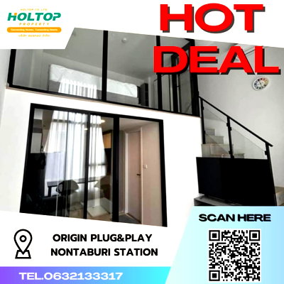 Condos for rent : #S1796 For rent Origin Plug & Play Nonthaburi Station Duplex room type 1 bedroom 1 bathroom 24th floor, size 23.15 sq m