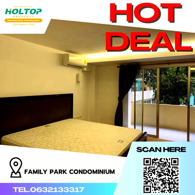 Condos for rent MRT Chok chai 4  : #R1808 For rent Family Park Condominium Room type 2 bedrooms, 2 bathrooms, 1 living room Room size 89 sq m. 2nd floor, Building A