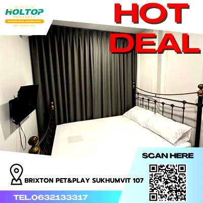 Condos for rent : #R1806 For rent BRIXTON Pet&Play Sukhumvit 107   Room type 1 bedroom 1 bathroom  Room size 26 sq m. 2nd floor