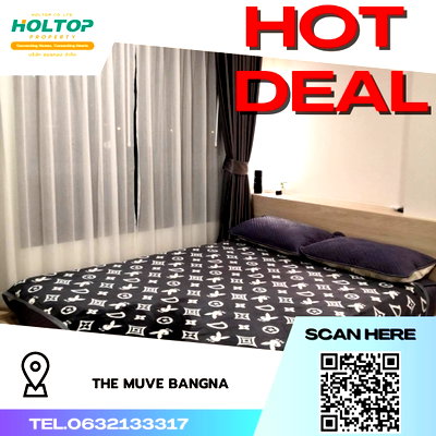 Condos for rent : #R1810 For rent THE MUVE Bangna   Room type 1 bedroom 1 bathroom  Room size 26 sq m. 5th floor, Building A