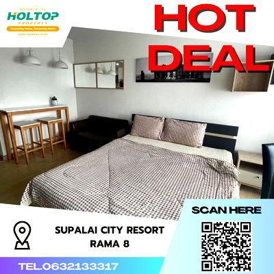 Condos for rent Thonburi Hospital : #S2183 For Rent Supalai  City Resort Rama 8