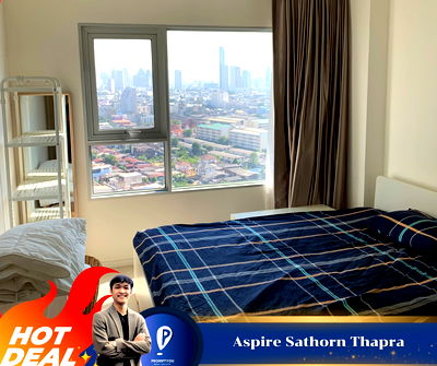 คอนโดให้เช่า : ให้เช่า 🔥 Aspire Sathorn Thapra🔥  ห้องสวย ชั้นสูง เฟอร์นิเจอร์ครบ //LineID:@𝐭𝐡𝐢𝐫𝐝𝐩𝐫𝐨𝐩𝐞𝐫𝐭𝐲