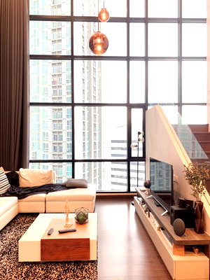 Condos for rent : For Rent !!! Special Duplex 3 Bedrooms ✨"𝐈𝐕𝐘 𝐀𝐌𝐏𝐈𝐎✨ High Floor , Near : MRT-Thailand Cultural Centre 