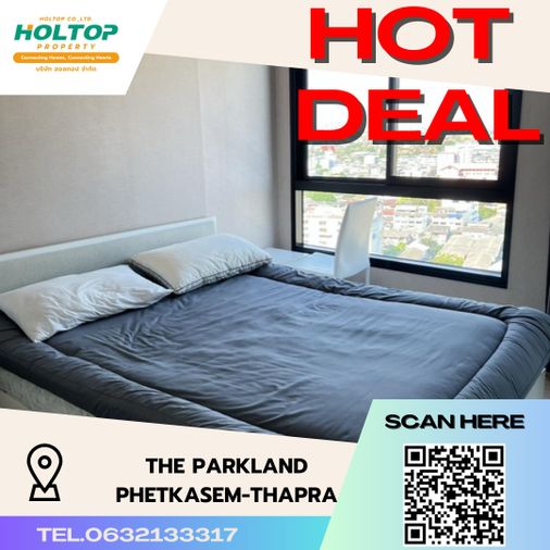1-bed condo for rent, 32 sqm, The Parkland Phetkasem - Thapra