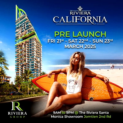 ขายคอนโด : ชีวิตที่หรูหราใกล้ทะเล รอคุณอยู่ จองคอนโดสุดหรู The Riviera California กับเรา รับแคชแบคสูงสุด 100,000 บาท