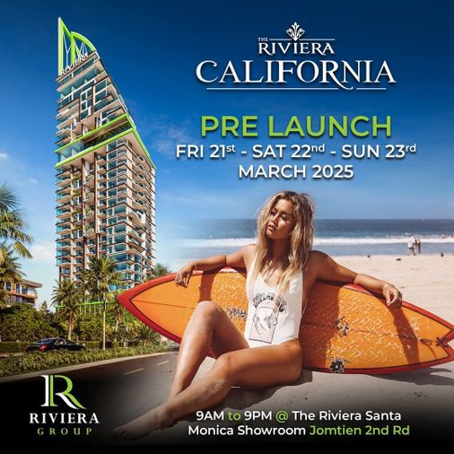 ชีวิตที่หรูหราใกล้ทะเล รอคุณอยู่ จองคอนโดสุดหรู The Riviera California กับเรา รับแคชแบคสูงสุด 100,000 บาท
