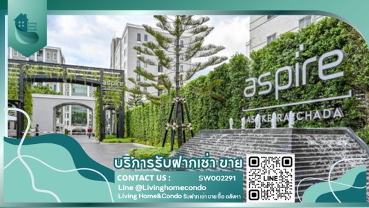 Condo for sale Aspire Asoke-Ratchada, corner room, fully furnished, ready to move in, good location near MRT Phra Ram 9