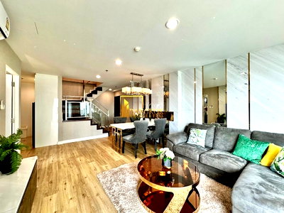 คอนโดให้เช่า : Belle Grand - Elegant 3 Bedroom Duplex Condo Near Central Rama 9 Mall - BR12015CD