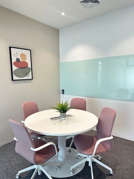 Office space for rent with full-service amenities, located inBang Phli  The building features an on-site coffee shop  lobby area for welcoming guests.
