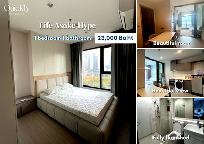 Condos for rent : Life Asoke Hype | Price 23,000 baht | Beautiful room, new room, fully furnished, ready to move in