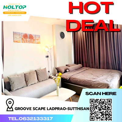 เช่าคอนโด ลาดพร้าว 48 : #R3643  ให้เช่าคอนโด Groove Scape Ladprao-Sutthisan 