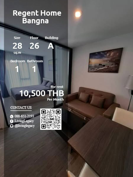 Condos for rent : SV774B Condo For Rent Regent Home Bangna 28 Sq.M. Floor 26 Building A line id : @livinglegacy
